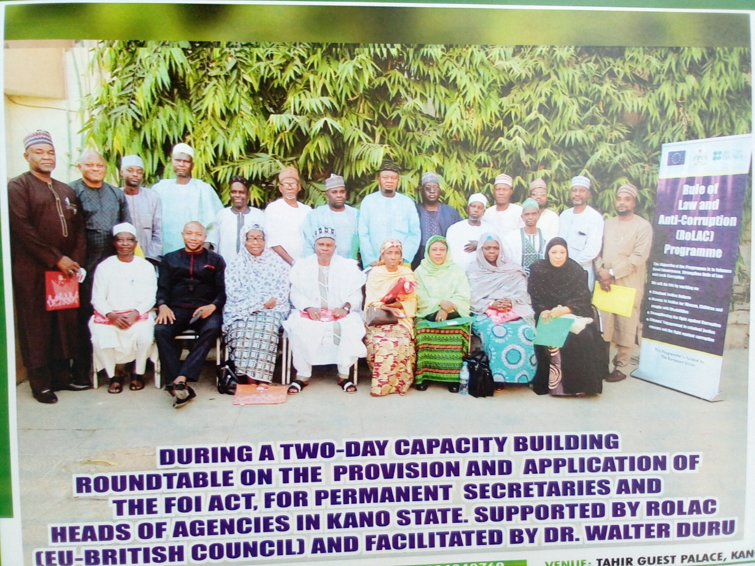 Cross section of Permanent Secretaries of Kano State posing for a group photograph with the Facilitator Dr. Walter Duru during the Training 2